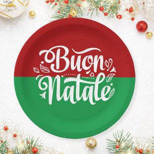 Minimalistisch Buon Natale Italienisch Frohe Weihn Pappteller
