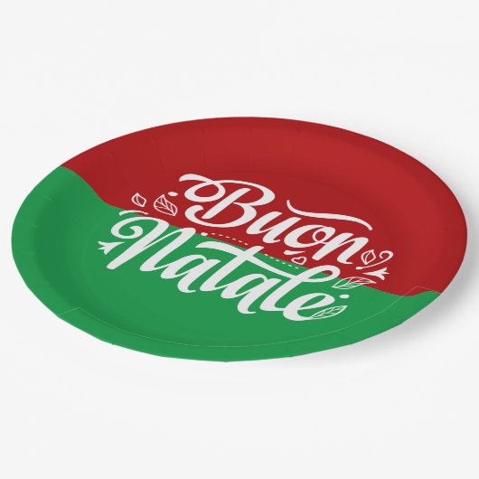 Minimalistisch Buon Natale Italienisch Frohe Weihn Pappteller (Schrägansicht)