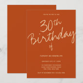 Minimalistisch Burnt Orange 30. Geburtstag Einladung (Vorne/Hinten)