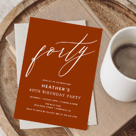 Minimalistisch Burnt Orange 40 h Geburtstagsparty Einladung