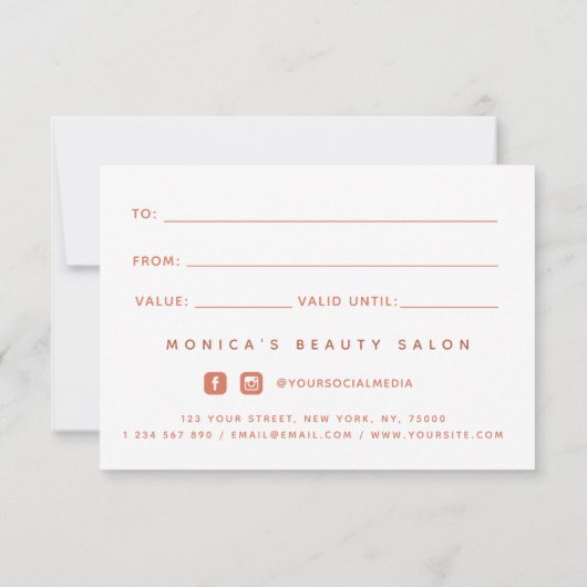 Minimalistisch Burnt Orange Beauty Salon Wellness- (Rückseite)