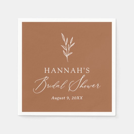 Minimalistisch Burnt Orange Boho Brautparty Serviette (Vorderseite)