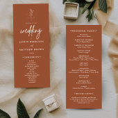 Minimalistisch Burnt Orange Boho Hochzeitsprogramm