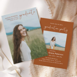 Minimalistisch Burnt Orange High School Abschluss  Einladung