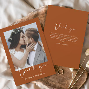 Minimalistisch Burnt Orange Wedding Danke Foto