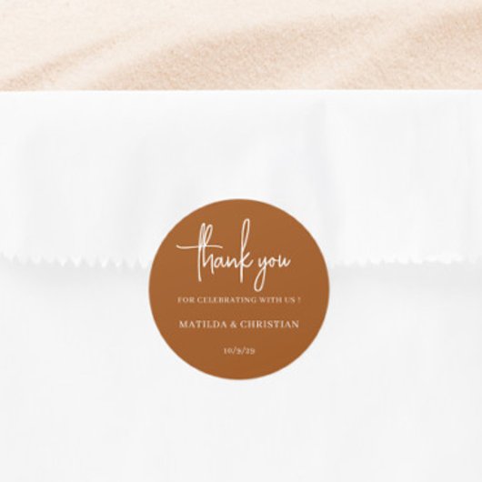 Minimalistisch Burnt Orange Wedding Runder Aufkleber