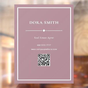 Minimalistisch Business Office White Dusty Rose QR Fensteraufkleber