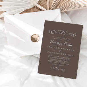 Minimalistisch Calligraphy Boho Nuestra Boda Weddi Einladung