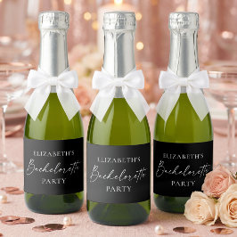 Minimalistisch Calligraphy Ink Bachelorette Black  Schaumweinetikett