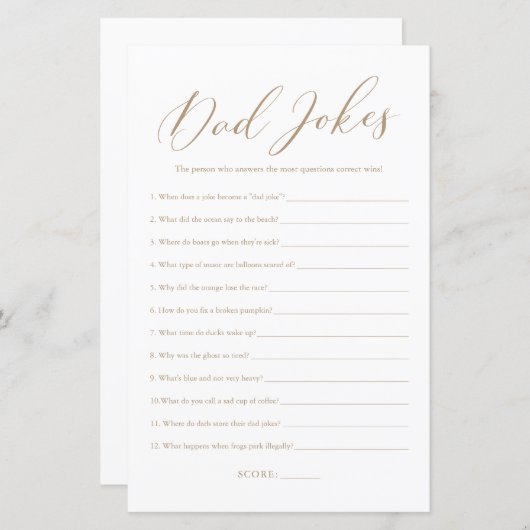 Minimalistisch Calligraphy Vater Jokes Baby Showsp (Vorne/Hinten)