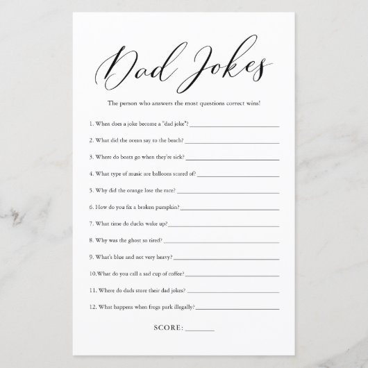 Minimalistisch Calligraphy Vater Jokes Baby Showsp (Vorderseite)