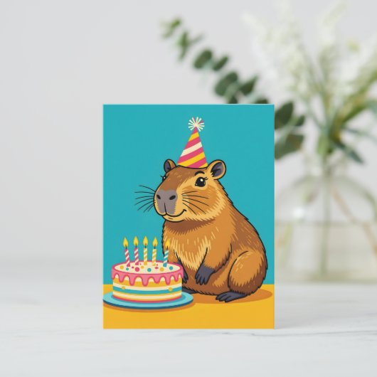 Minimalistisch Capybara Geburtstag Postkarte (Stehend Vorderseite)