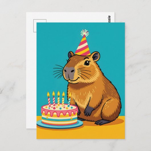 Minimalistisch Capybara Geburtstag Postkarte (Vorne/Hinten)