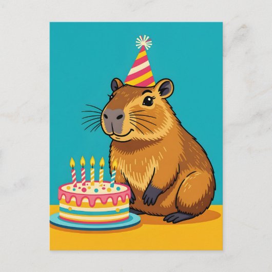 Minimalistisch Capybara Geburtstag Postkarte (Vorderseite)