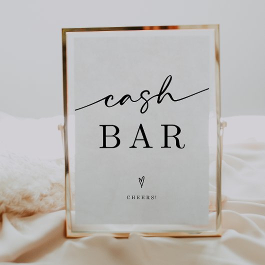 Minimalistisch Cash Bar Wedding Sign Poster