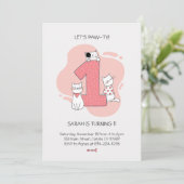 Minimalistisch Cat First Birthday Einladung (Stehend Vorderseite)