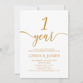 Minimalistisch Champagne 1. Hochzeitstag Einladung (Vorderseite)