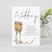 Minimalistisch Champagne Flutes Wedding Einladung (Stehend Vorderseite)