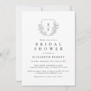 Minimalistisch Cherry Blossom Monogram Wappen Brid Einladung