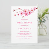 Minimalistisch Cherry Blossom Pink Brautparty Einladung (Stehend Vorderseite)