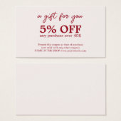 Minimalistisch Cherry Old White Bold Coupon (Vorne & Hinten)