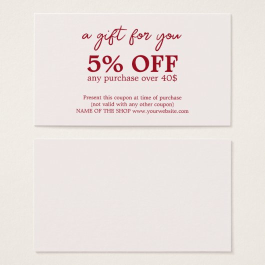 Minimalistisch Cherry Old White Bold Coupon (Vorne & Hinten)