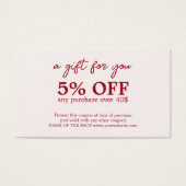 Minimalistisch Cherry Old White Bold Coupon (Vorderseite)