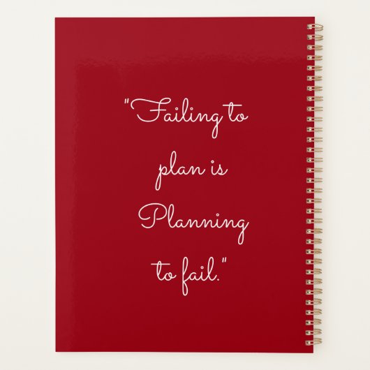 Minimalistisch Cherry Red Custom Personal Monthly Planer (Rückseite)