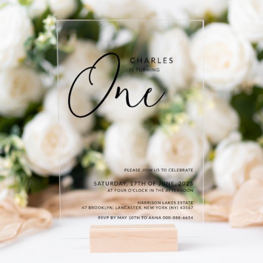 Minimalistisch Chic 1. Geburtstag Acryleinladungen