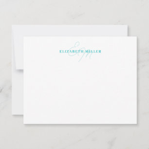 Minimalistisch Chic Aquamarin Green 2 Script Monor Mitteilungskarte