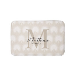 Minimalistisch Chic Beige Anahaw Leaf Script Monog Badematte