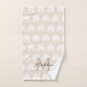 Minimalistisch Chic Beige Anahaw Leaf Script Monog Badhandtuch Set (Handtuch)