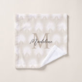 Minimalistisch Chic Beige Anahaw Leaf Script Monog Badhandtuch Set (Waschlappen)