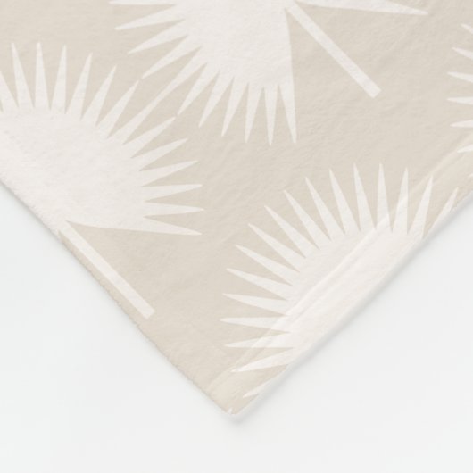 Minimalistisch Chic Beige Anahaw Leaf Script Monog Fleecedecke (Ecke)