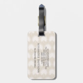 Minimalistisch Chic Beige Anahaw Leaf Script Monog Gepäckanhänger (Rückseite vertikal)