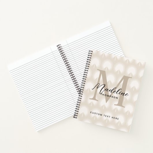 Minimalistisch Chic Beige Anahaw Leaf Script Monog Notizblock (Innenseite)