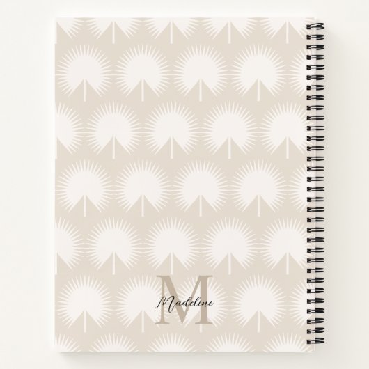 Minimalistisch Chic Beige Anahaw Leaf Script Monog Notizblock (Rückseite)