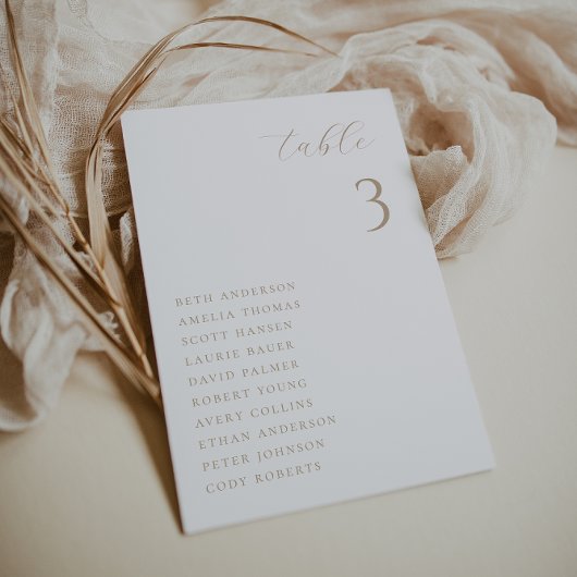 Minimalistisch Chic Beige Wedding Table Card Einladung