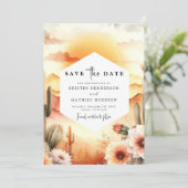 Minimalistisch Chic Cactus Wedding Save The Date (Stehend Vorderseite)