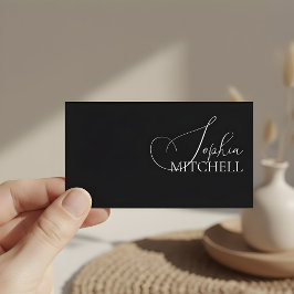 Minimalistisch Chic Calligraphy Black Visitenkarte