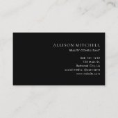 Minimalistisch Chic Calligraphy Black Visitenkarte (Rückseite)