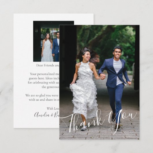 Minimalistisch Chic Calligraphy Custom Wedding 2 F Dankeskarte (Vorne/Hinten)