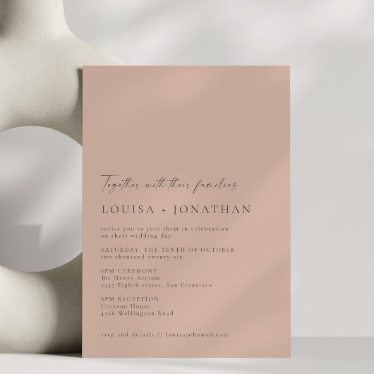 Minimalistisch Chic Classic Dusty Rose Script Wedd Einladung
