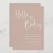 Minimalistisch Chic Dusty Blush Baby Dusche Einladung (Vorne/Hinten)