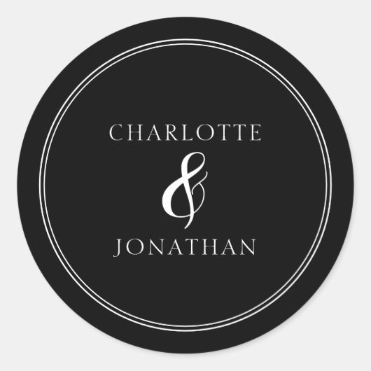 Minimalistisch Chic Elegant Calligraphy Script Wed Runder Aufkleber (Vorderseite)