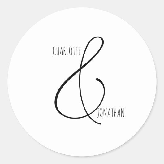 Minimalistisch Chic Elegant Calligraphy Script Wed Runder Aufkleber (Vorderseite)