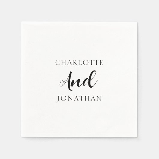 Minimalistisch Chic Elegant Calligraphy Script Wed Serviette (Vorderseite)