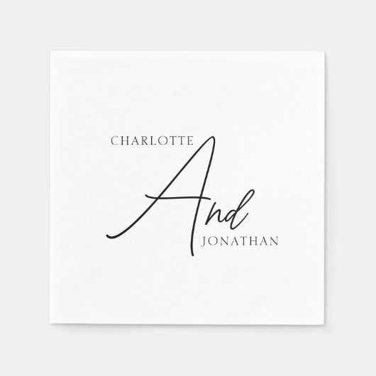 Minimalistisch Chic Elegant Calligraphy Script Wed Serviette (Vorderseite)