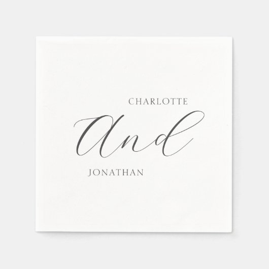 Minimalistisch Chic Elegant Calligraphy Script Wed Serviette (Vorderseite)