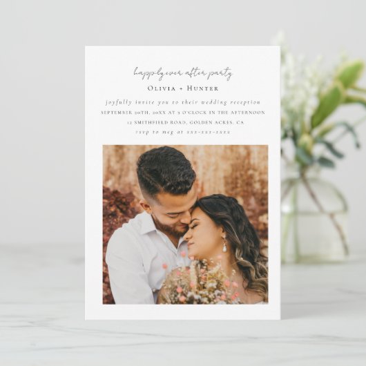 Minimalistisch-Chic-Empfang nur Hochzeitseinladung Einladung (Stehend Vorderseite)